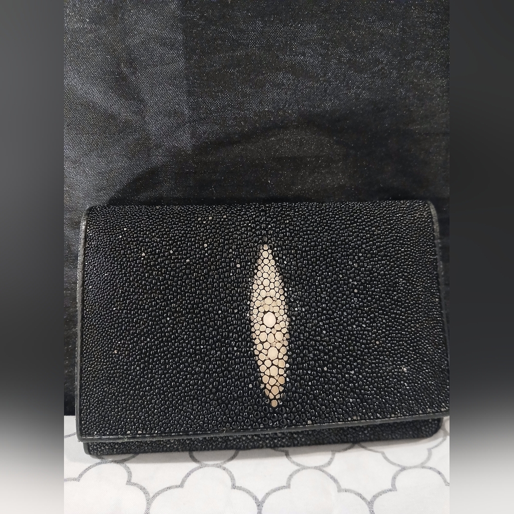 Chic Black Textured Clutch